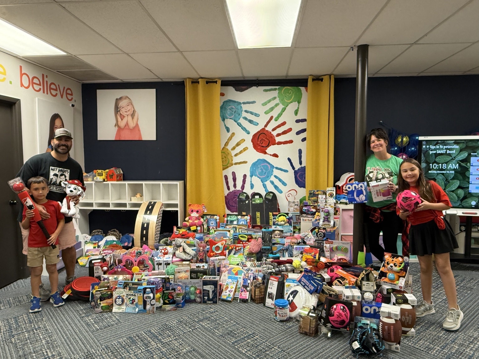 Original photograph of the gifts collected for children